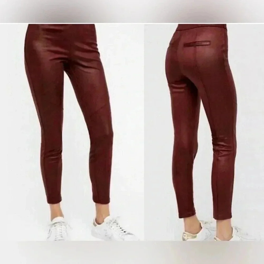 Free People Vegan Suede Pull on Skinny Pants Burgundy Size 26 Women's